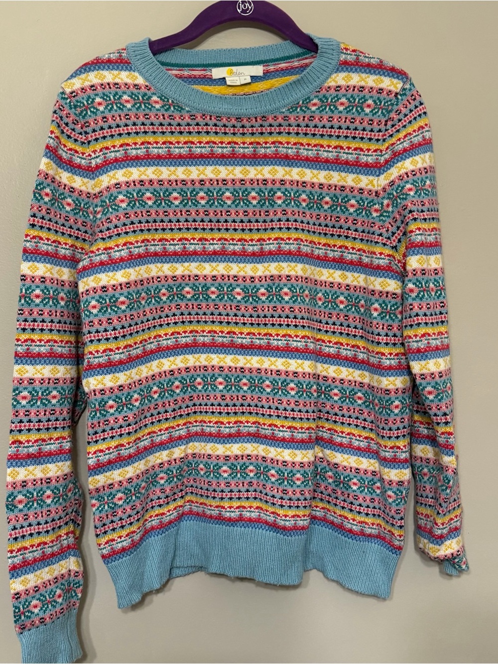 Boden Women Fair Isle Sweater Medium Wool Cashmere Blend Multicolor Knit